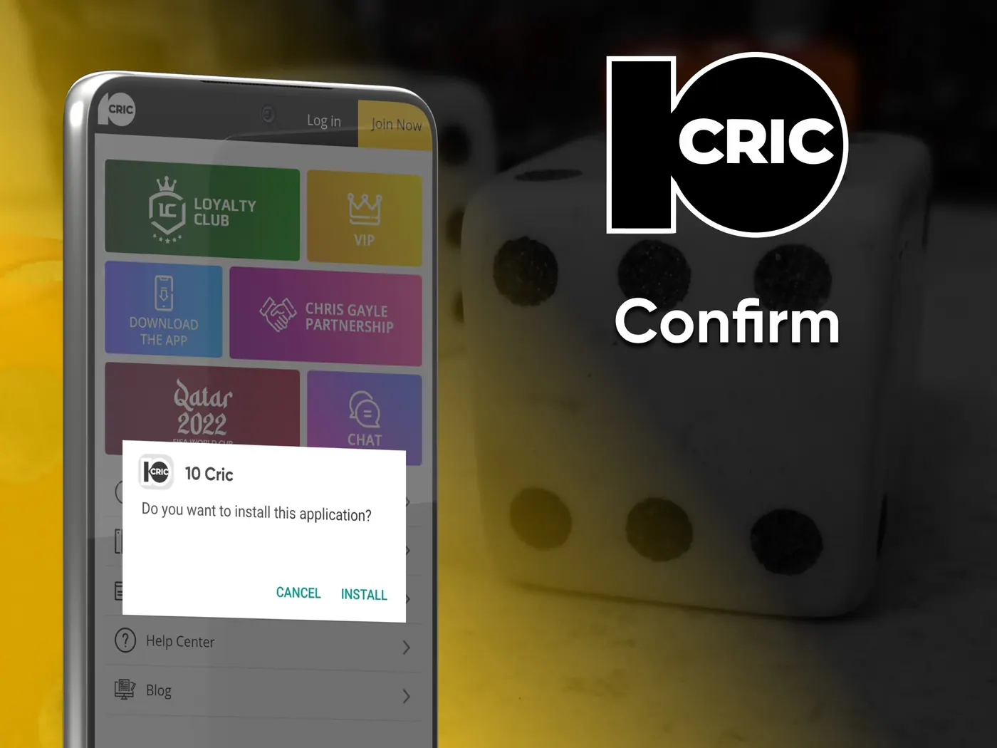 Finish installing the application for casino games from 10Cric.