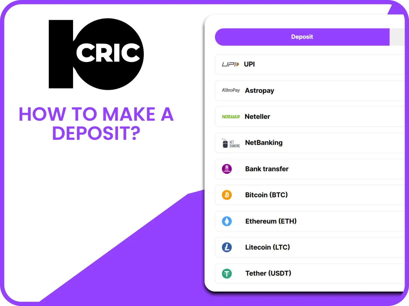 How to make a deposit at 10Cric casino and start playing.