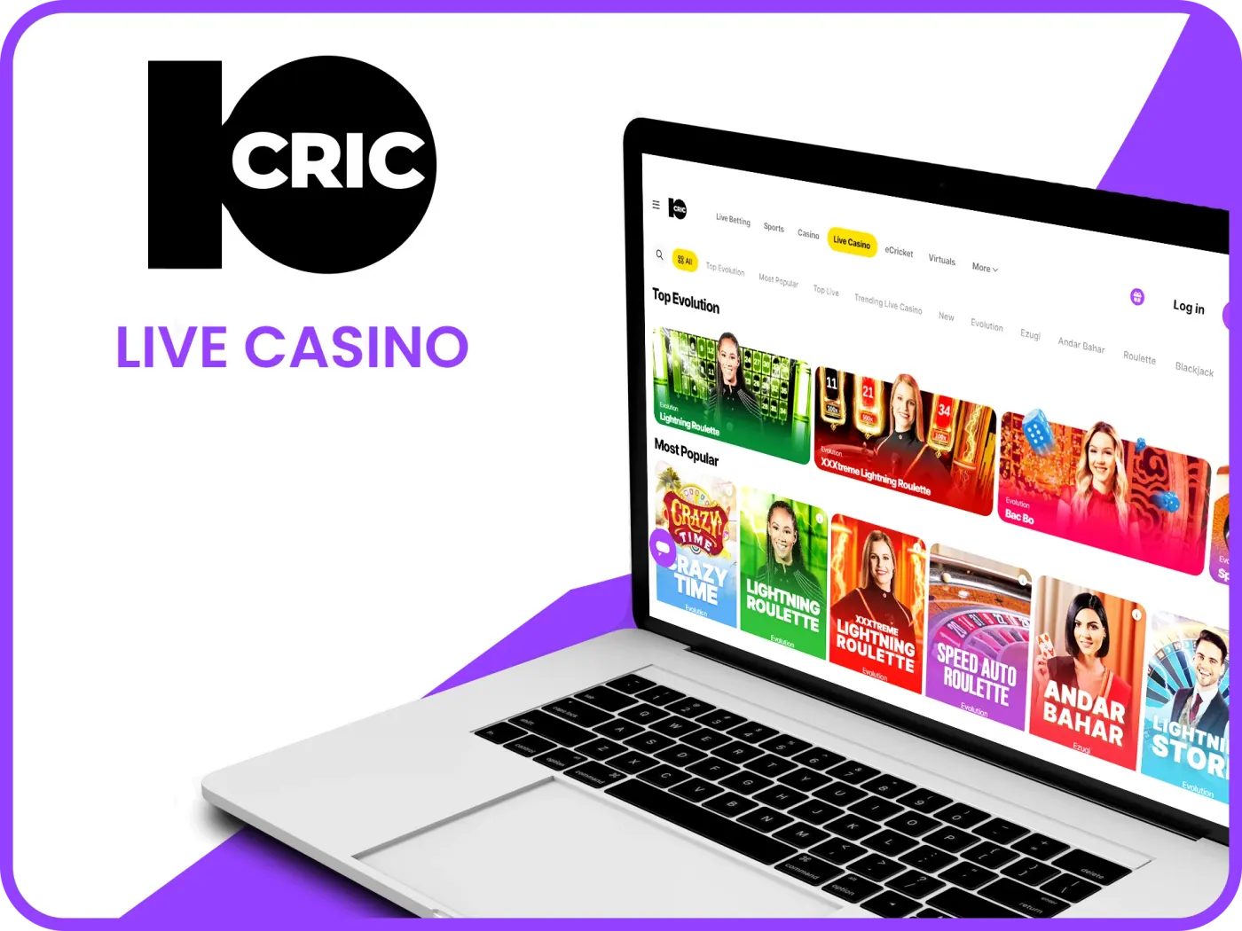 Immerse yourself in the atmosphere of 10Cric live casino with real dealers.