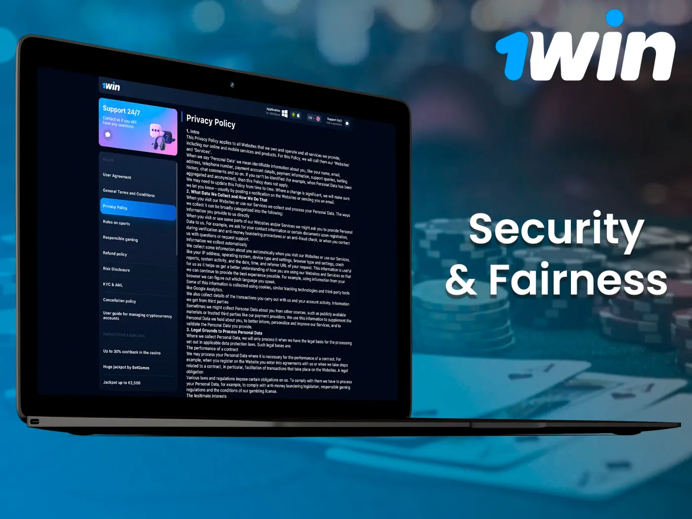 1Win security and fairness.