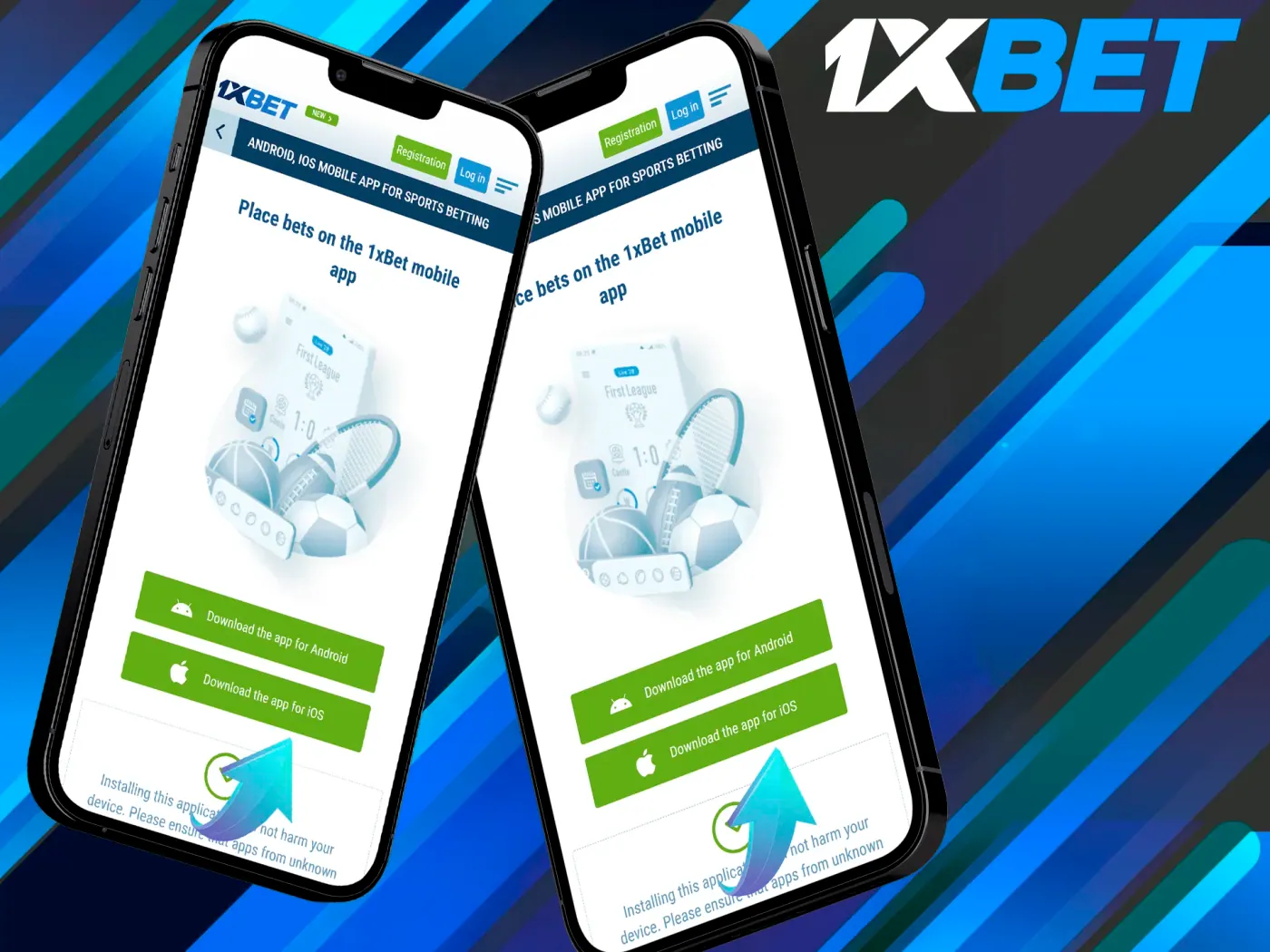 Click on the iOS option to download 1xBet app.