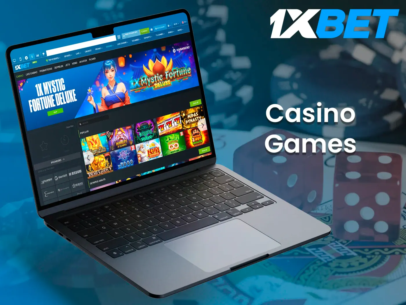 1xBet platform provides a wide range of casino games.