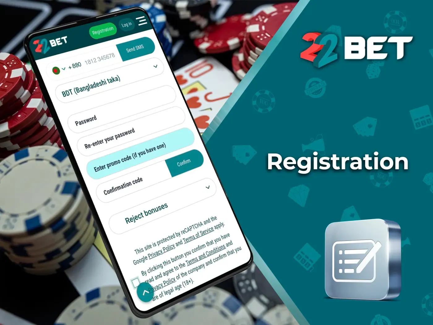 Before you dive into the world of betting and gaming from 22Bet Casino complete a simple in-app registration.