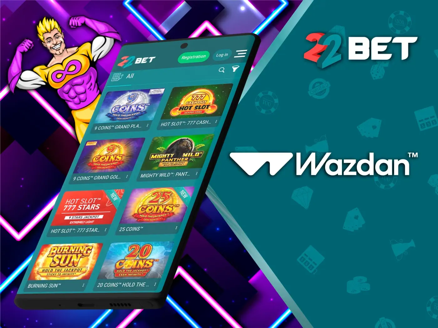 Wazdan is a big name provider with a good reputation that is available at 22Bet Casino.