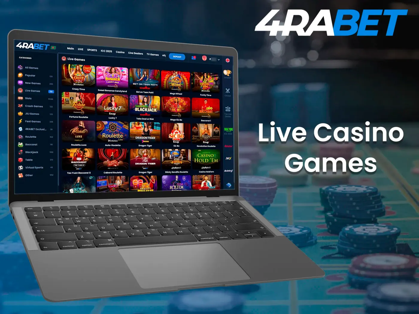 Enjoy the best live casino games available at 4Rabet.