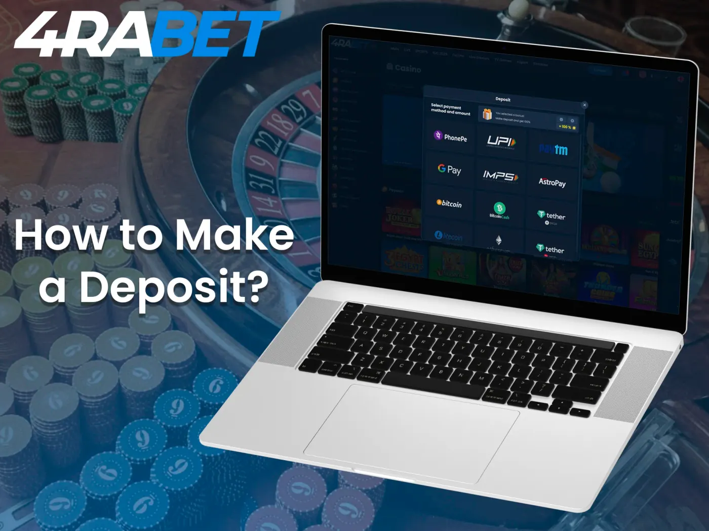 Check out the instructions below, to make a deposit at 4Rabet.