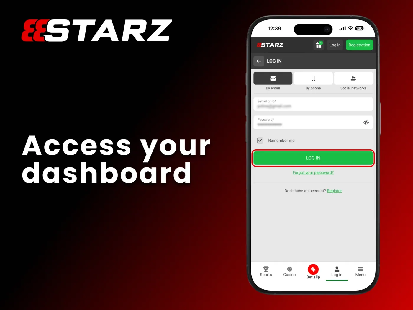 Complete the login process at 888Starz app.