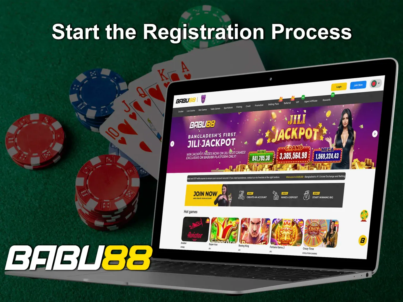 Go to the Babu88 website and open the registration form.