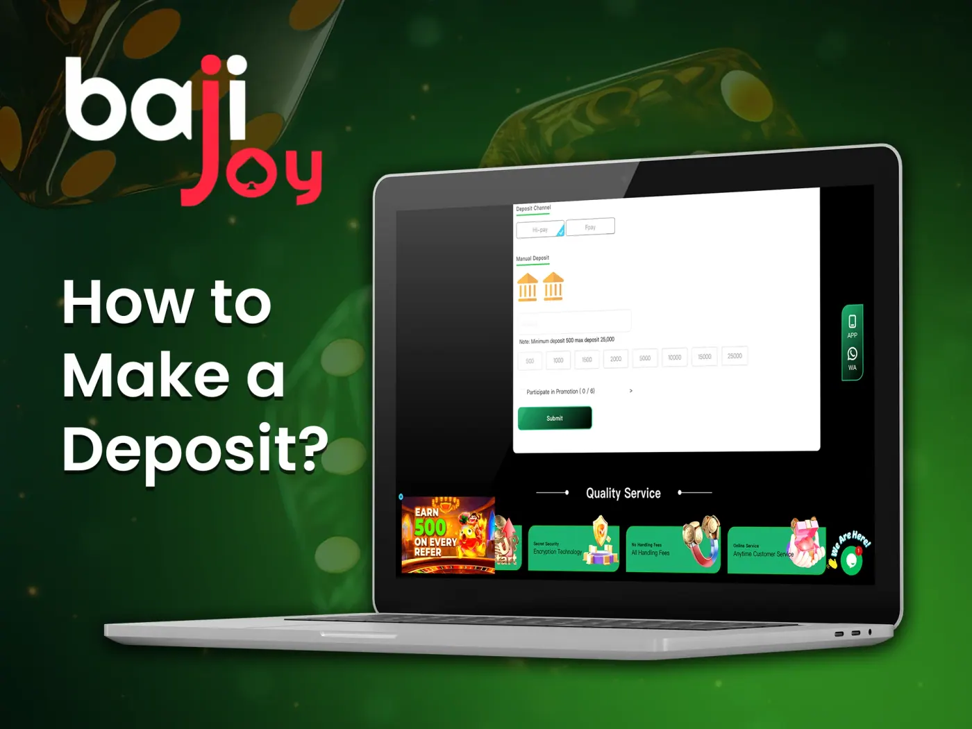 How to make a deposit at Bajijoy casino.