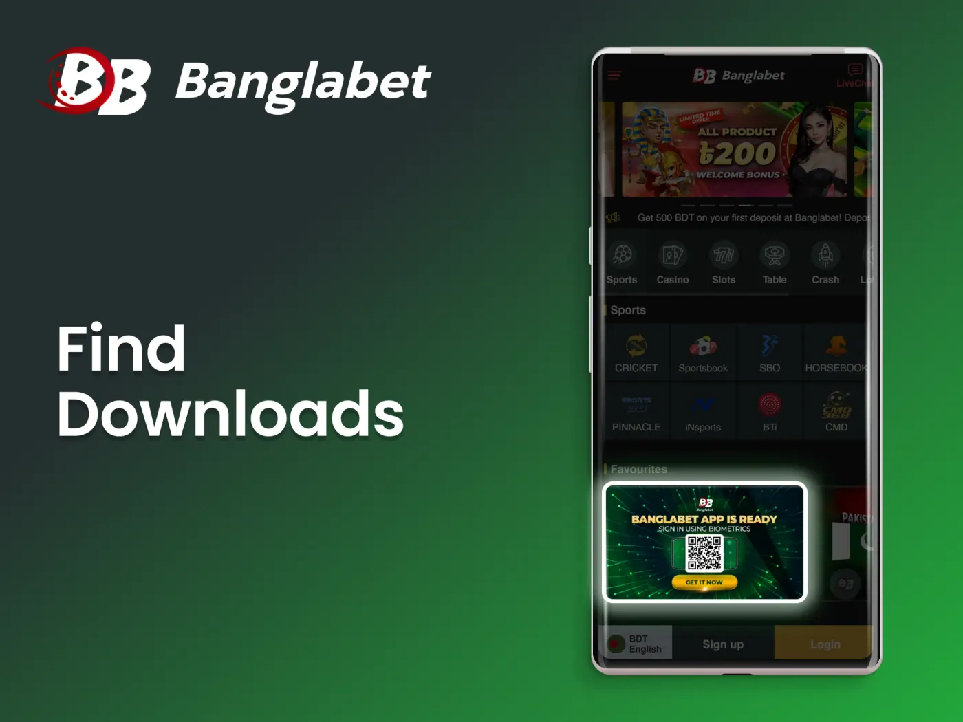 Find the link to download the Banglabet casino app.