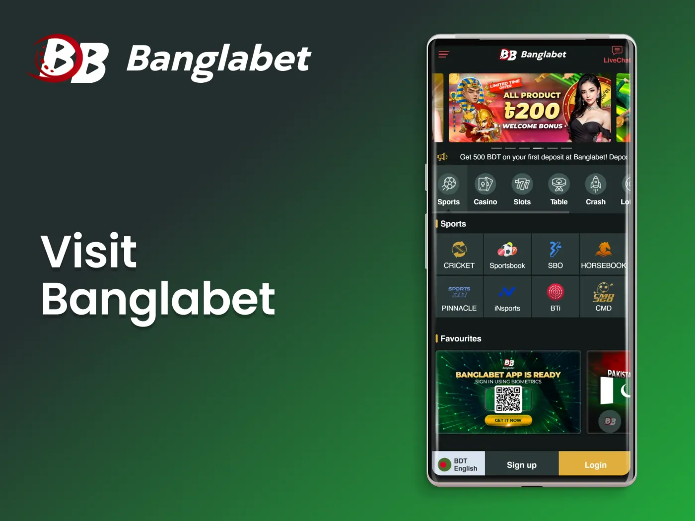 Go to the Banglabet website to install the mobile app.