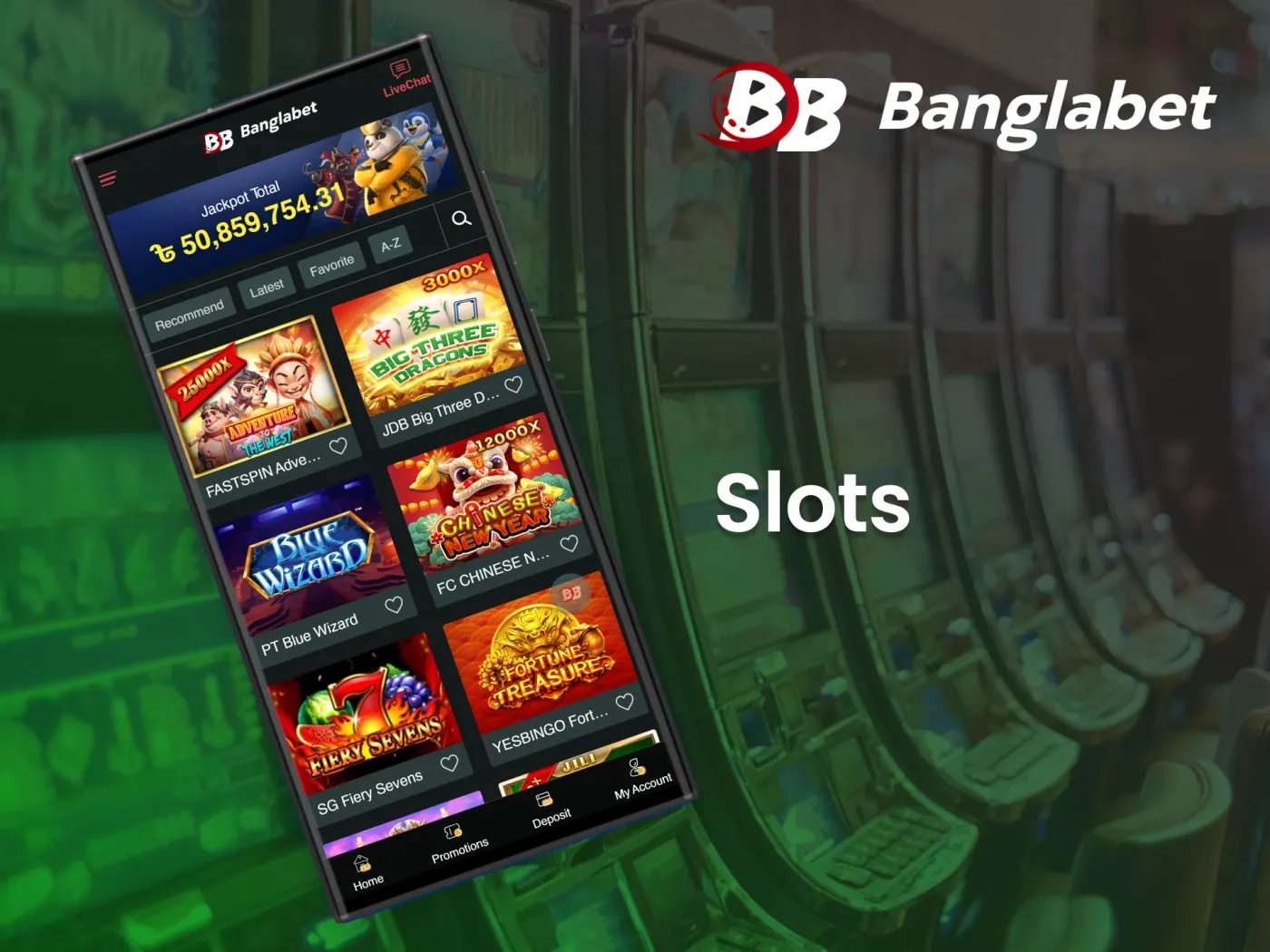 Choose from numerous exciting slot games on the Banglabet app.