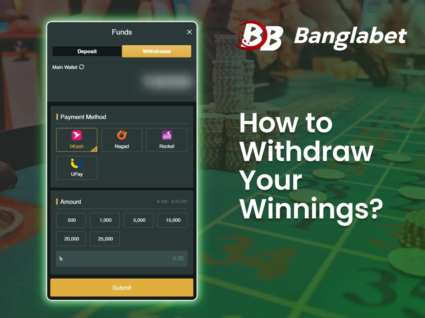 How to withdraw your winnings at Banglabet.