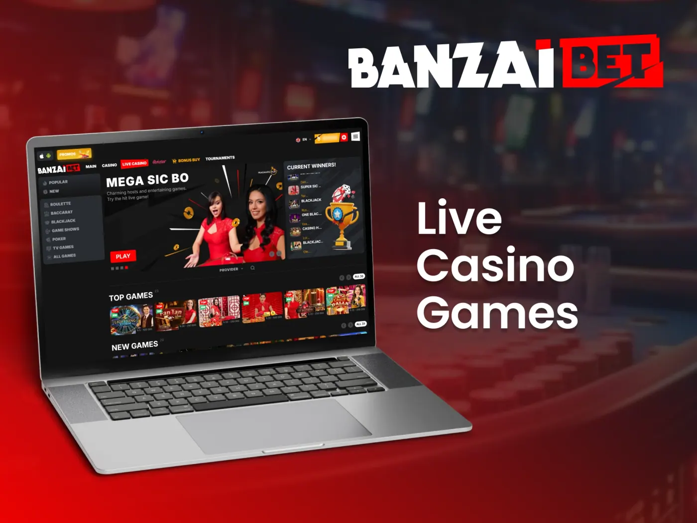 Live casino games at BanzaiBet.
