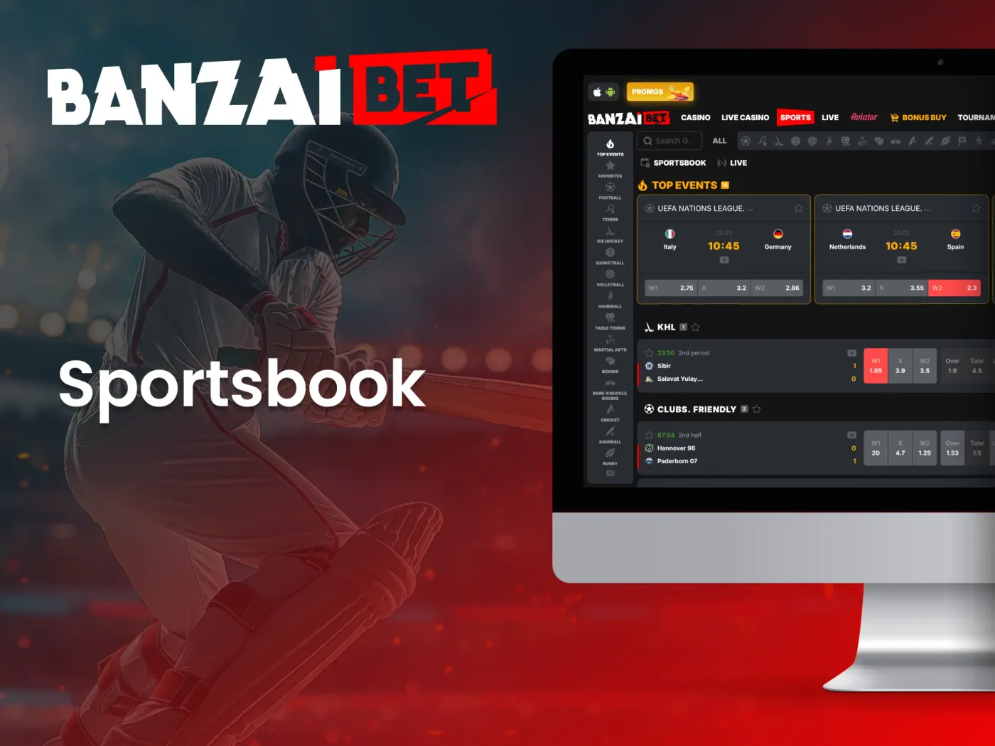 BanzaiBet sportsbook section.