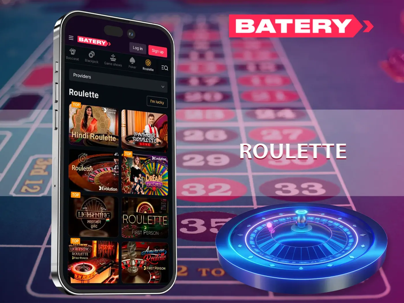 Live roulette at Batery.