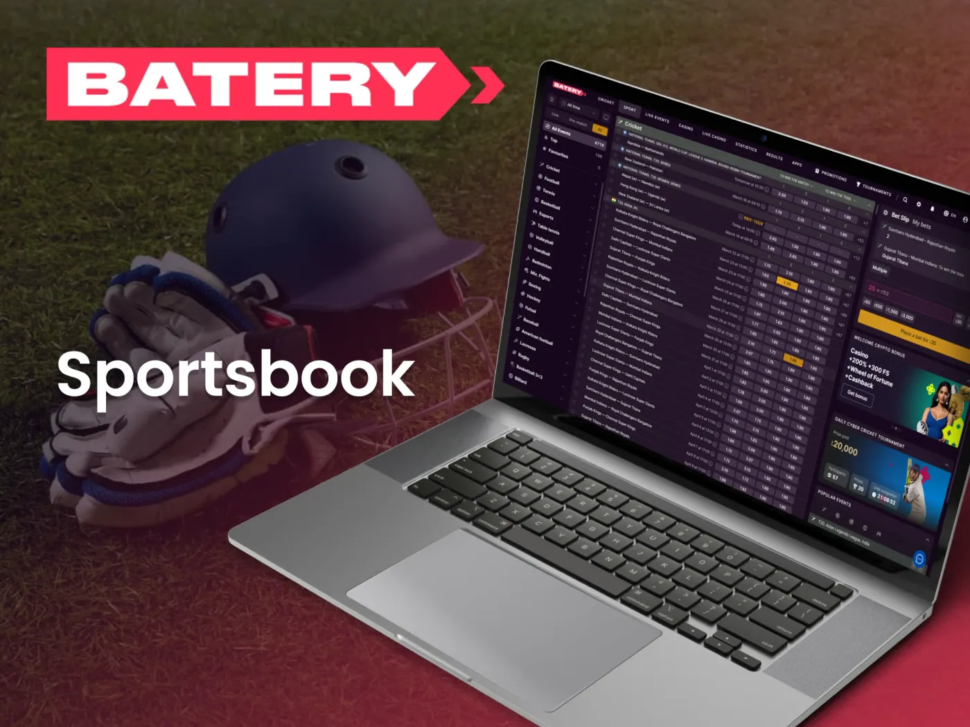 Sports betting at the Batery online casino.