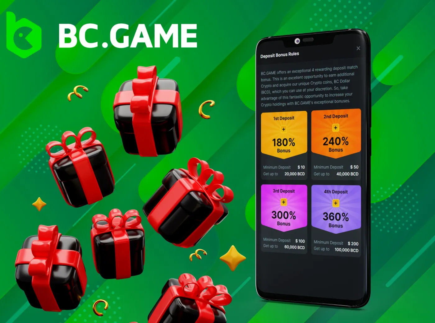 You can benefit from a welcome bonus on your first deposit at BC Game app.