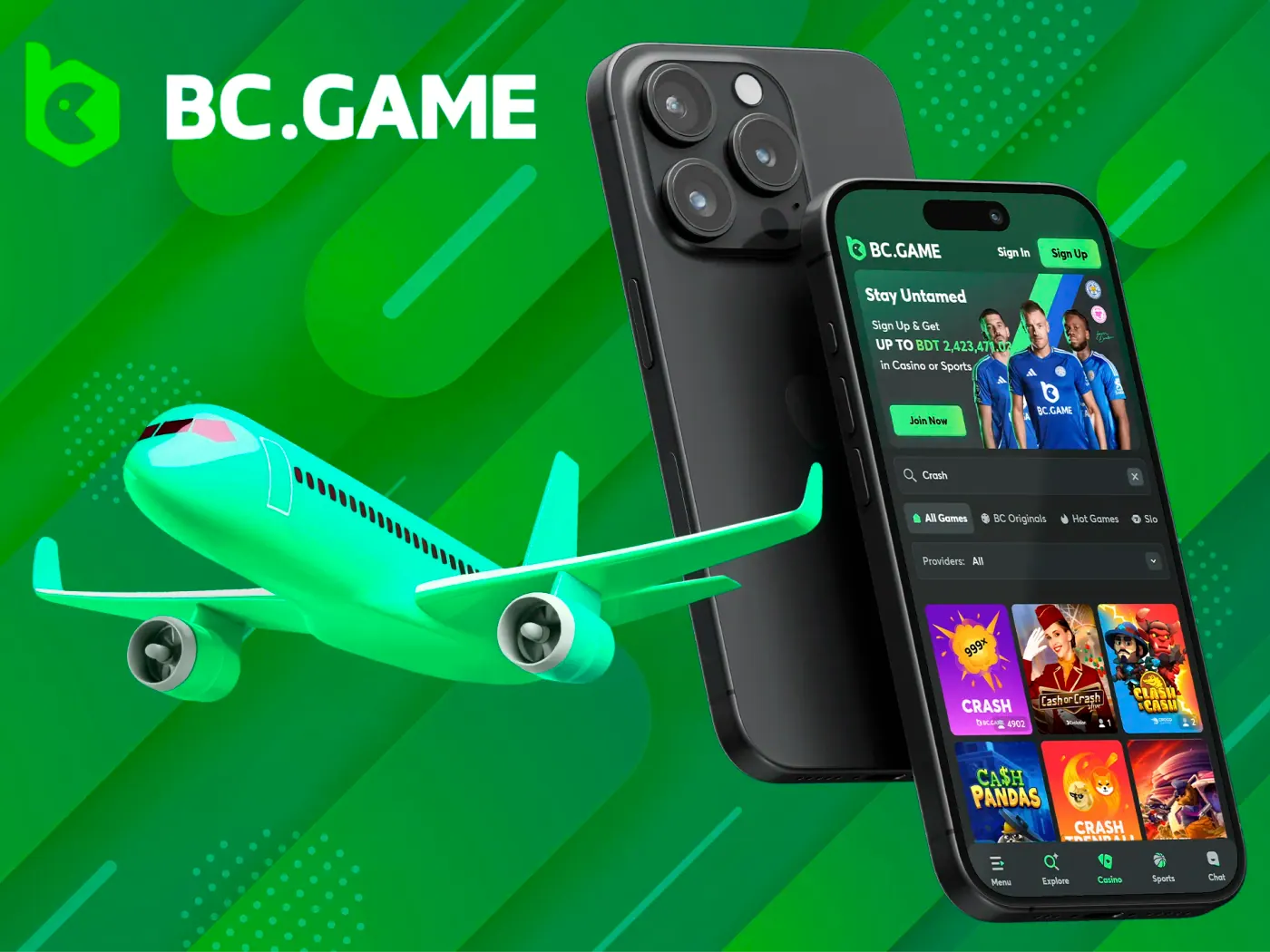 BC Game app has a range of popular crash games.