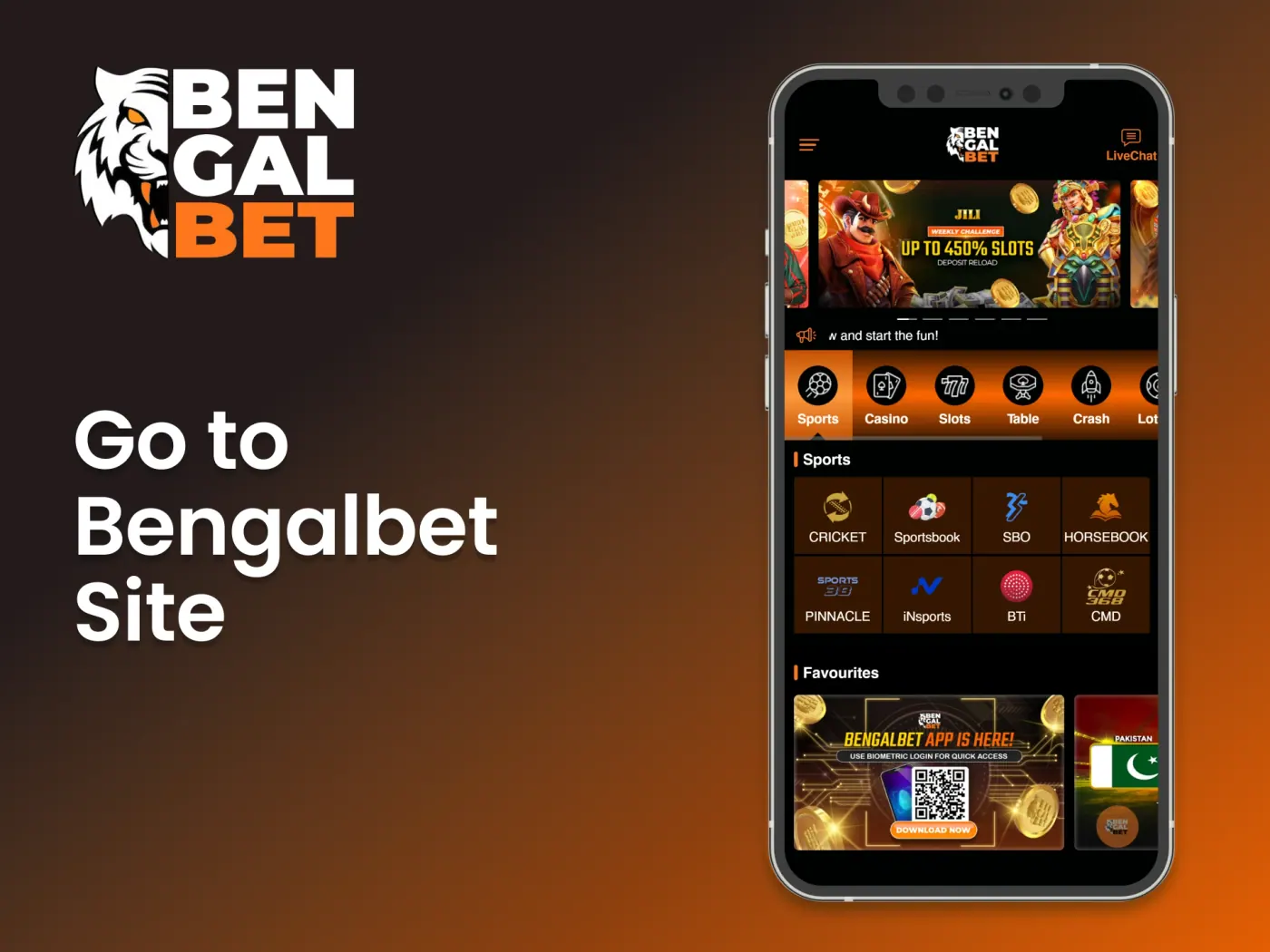 Access the Bengalbet website on your iOS device.