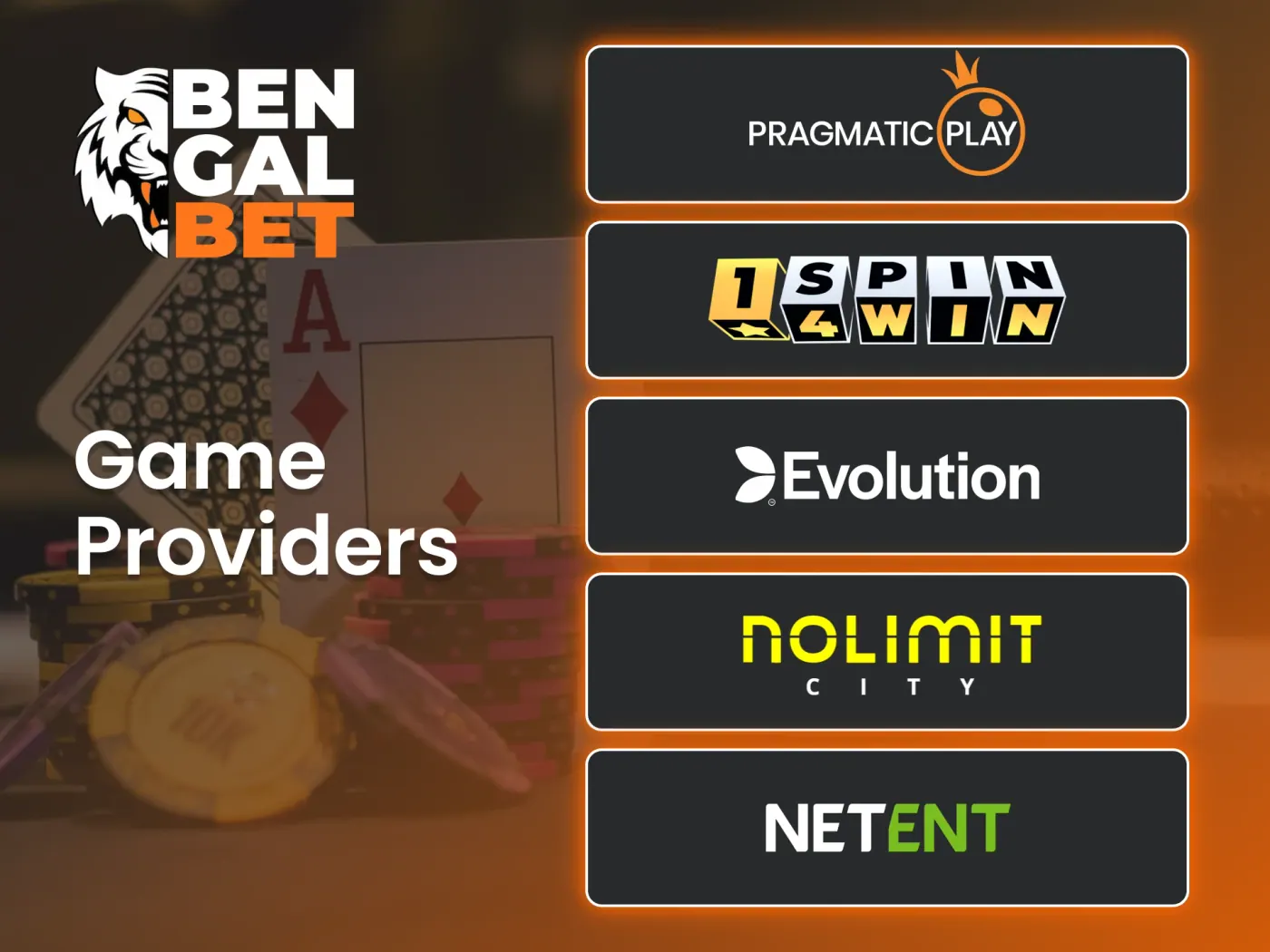 Bengalbet partners with top-notch providers of online casino games.