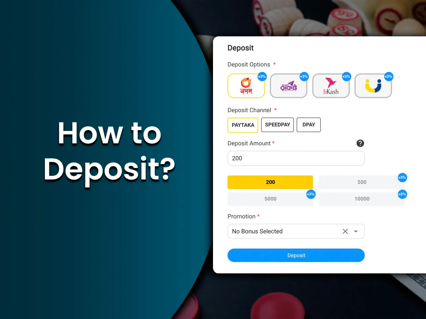 Deposit methods for online lotteries.