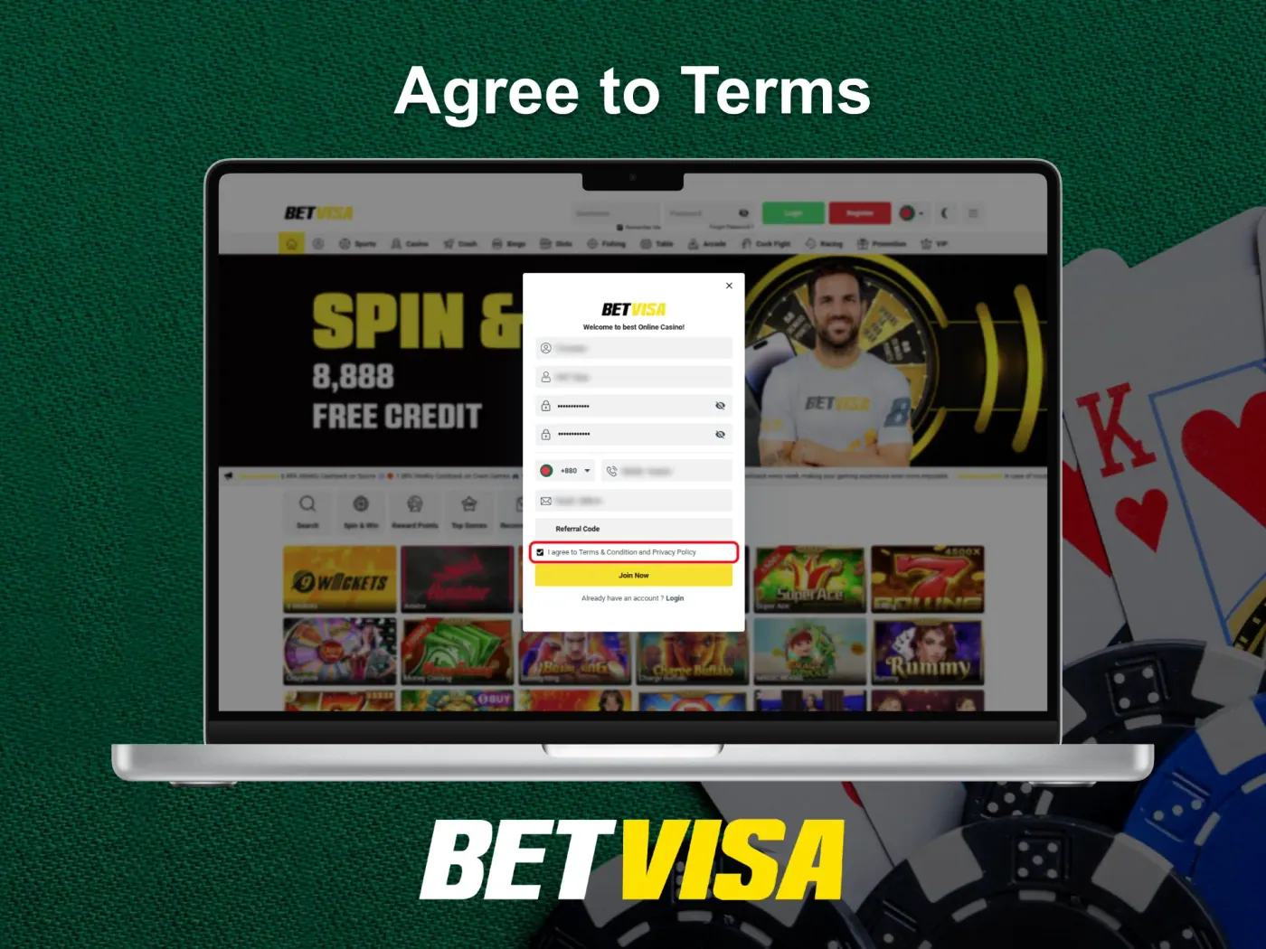 Agree to the Terms and Conditions of Betvisa.