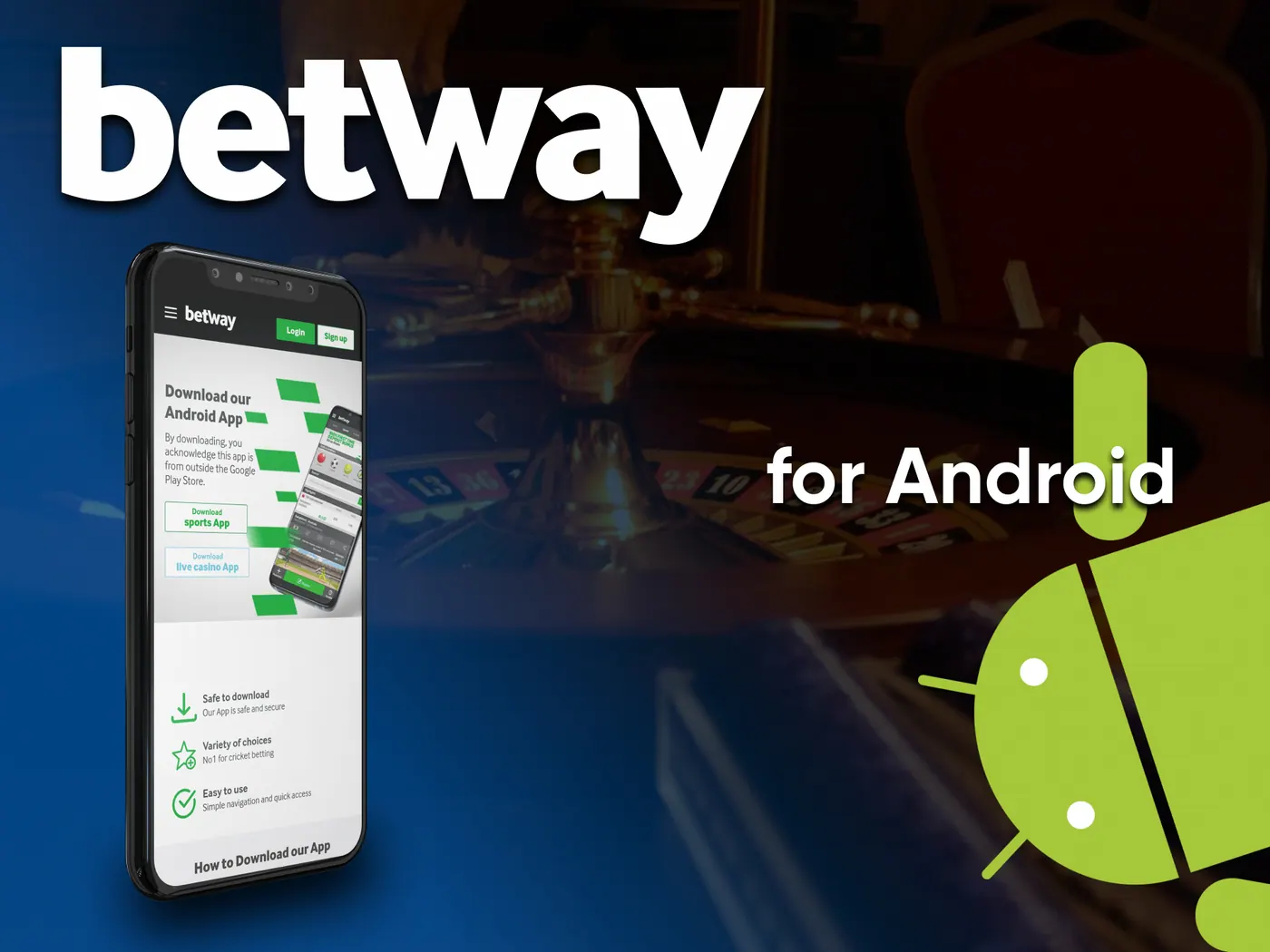 The Betway casino app for Android.