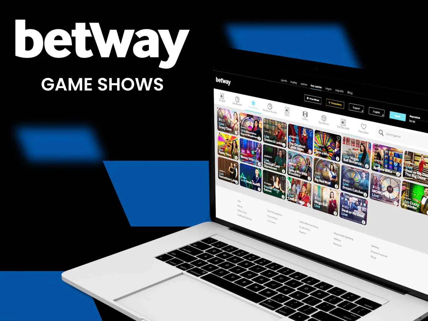 Experience exciting game shows at Betway casino.