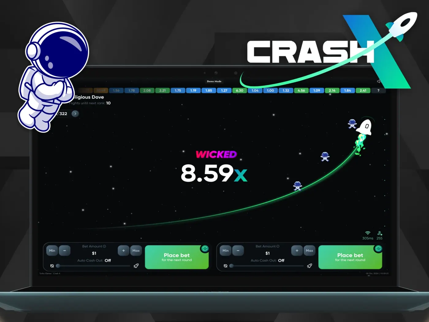 Enjoy a classic crash gaming experience with CrashX.