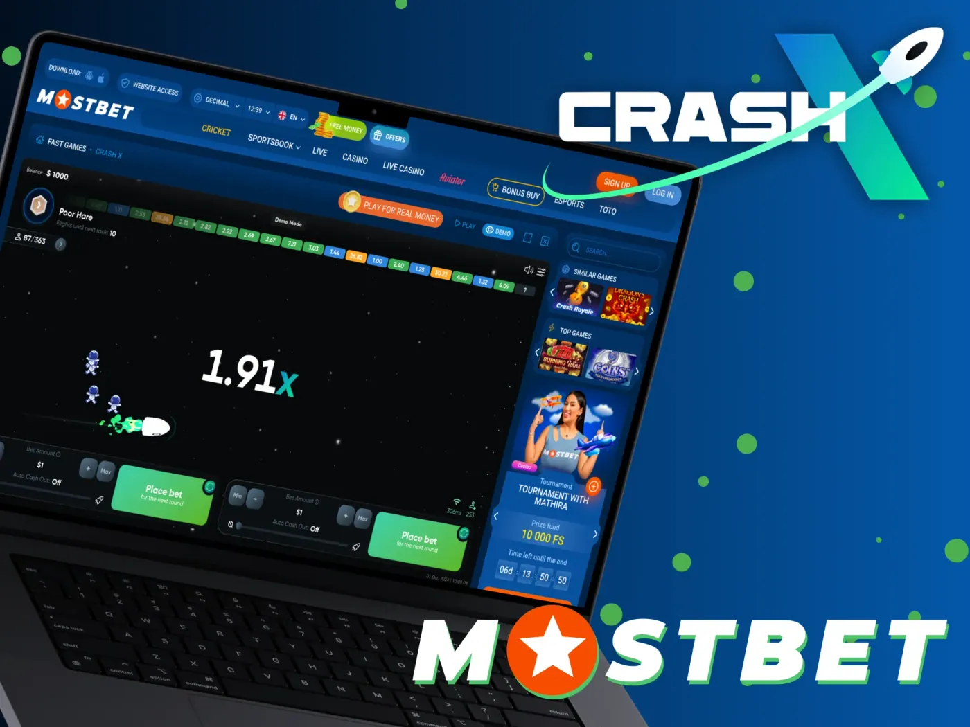 CrashX at Mostbet.