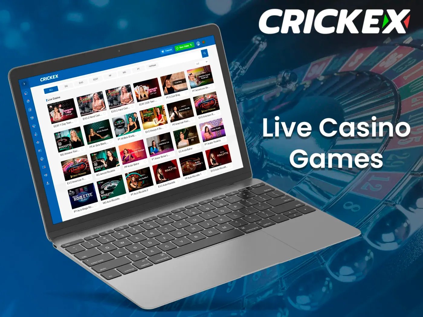 Crickex has a variety of live games where you can interact with real dealers.