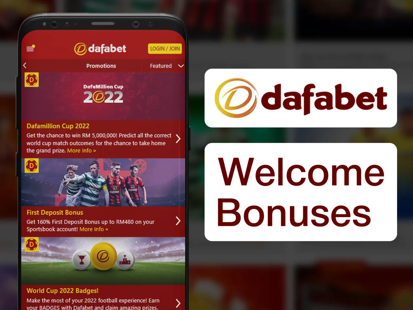 Dafabet app welcome bonuses.