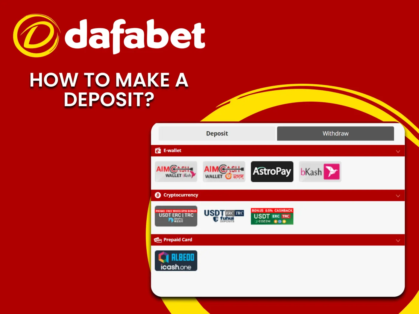 How to make a deposit at Dafabet casino.