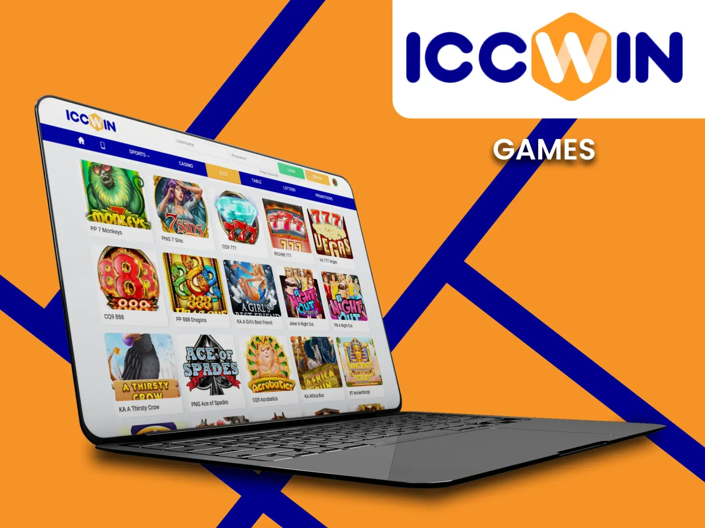 ICCWin casino games section.