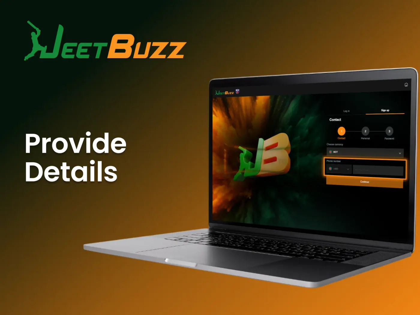 Enter your phone number to create and secure your new JeetBuzz account.