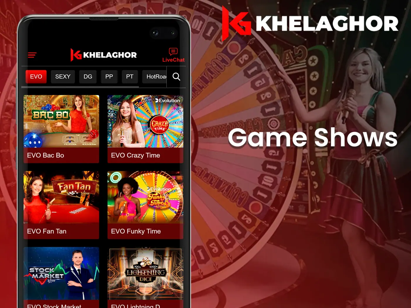 Popular game shows at Khelaghor mobile app.