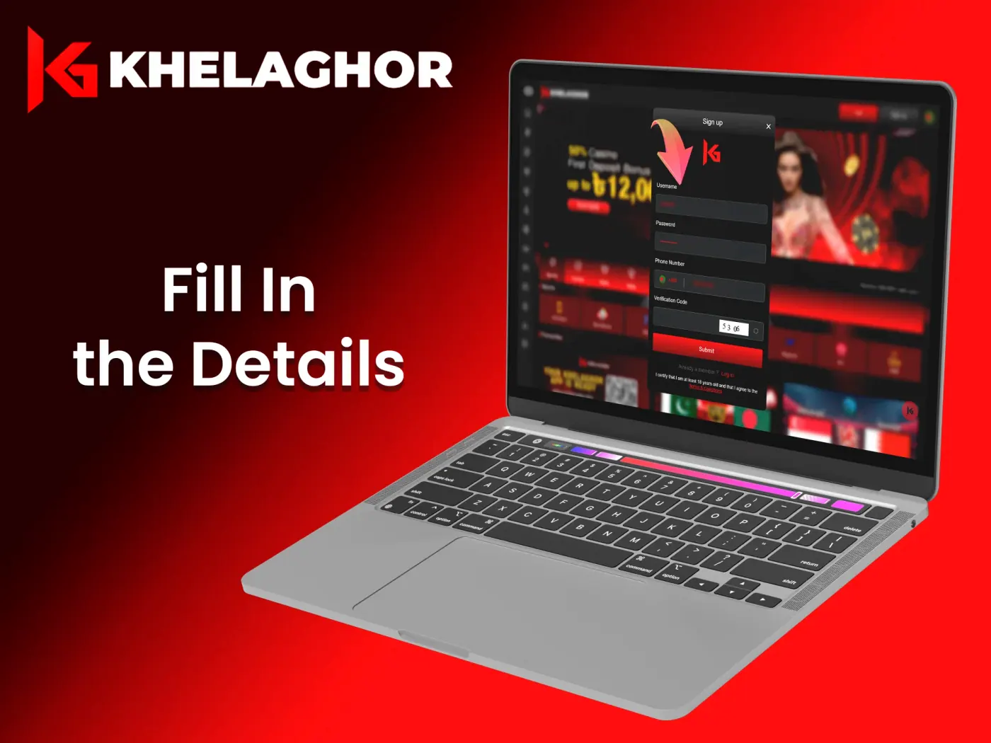 To register at Khelaghor, fill in the required details.