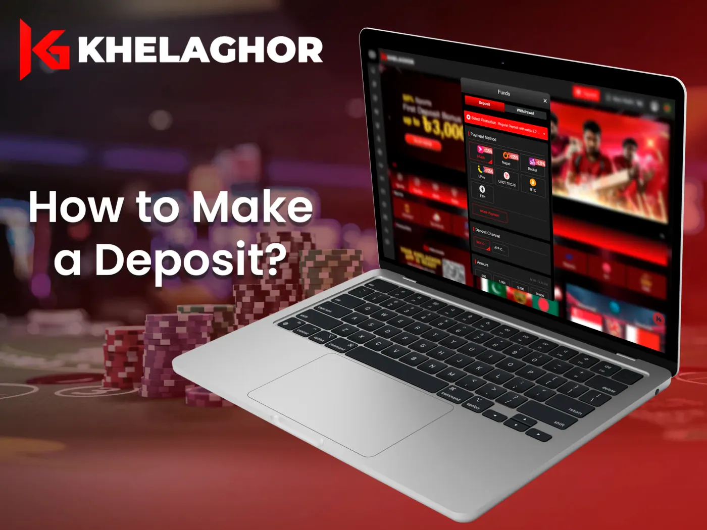 Follow these steps to make a deposit at Khelaghor.