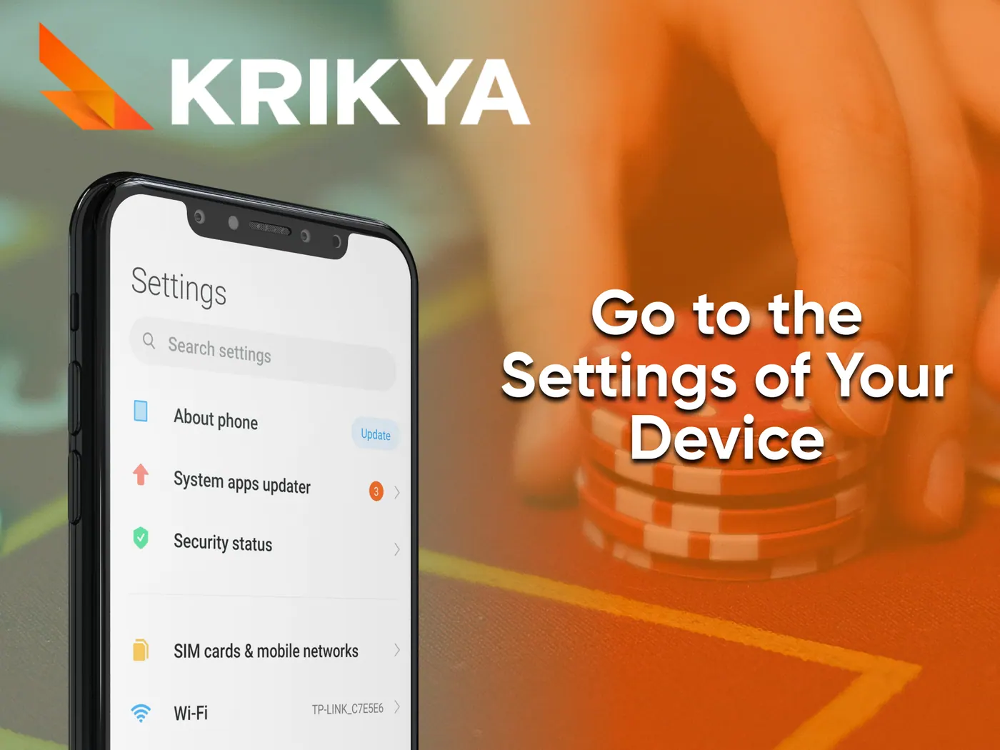 To install the Krikya app, use your phone's settings.