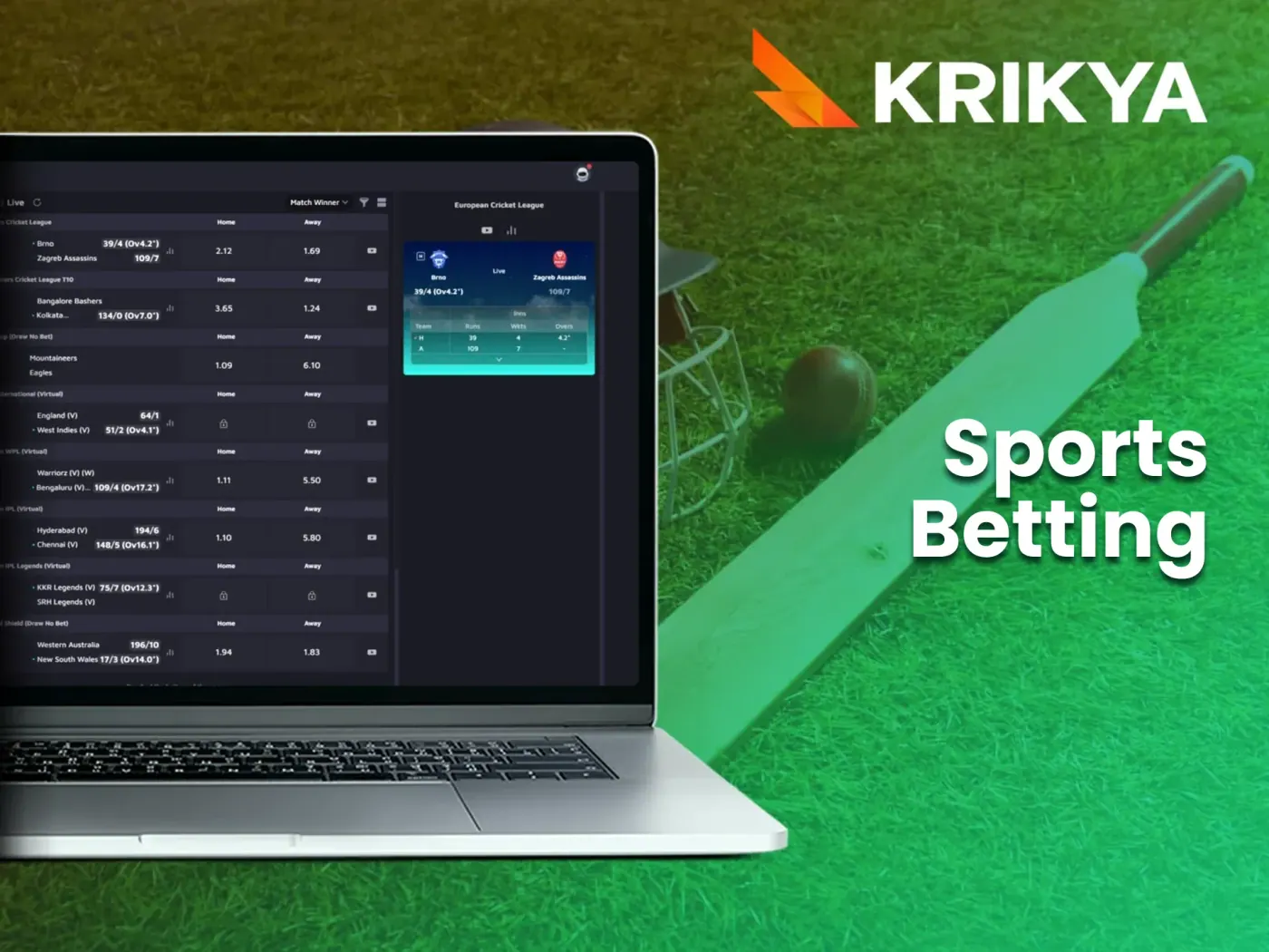 Bet on your favorite sports teams and players at Krikya.