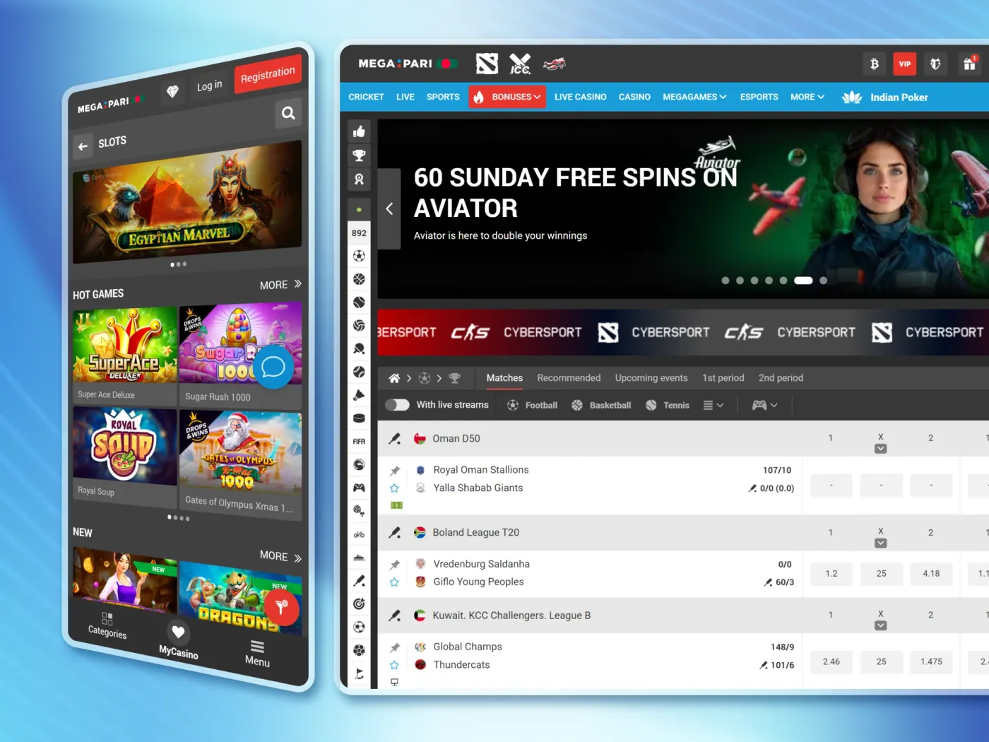 Enjoy online gambling at the Megapari casino.