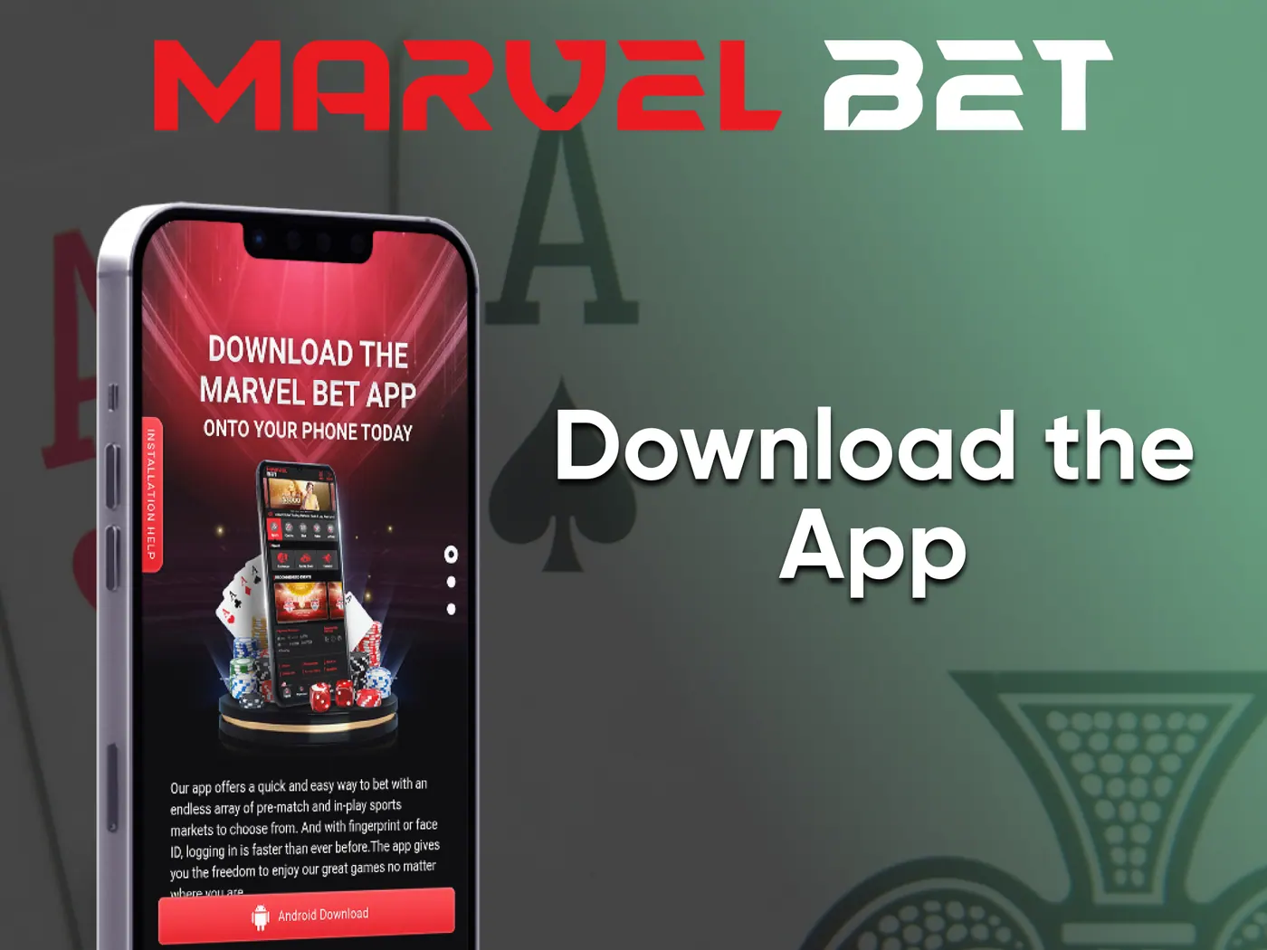 Install a casino from Marvelbet on your device.