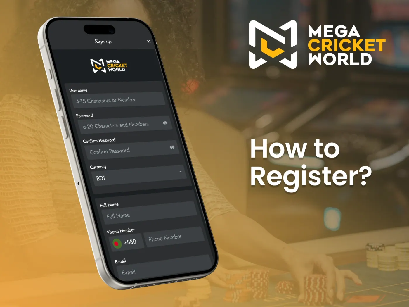 Registration in the Mega Cricket World app.
