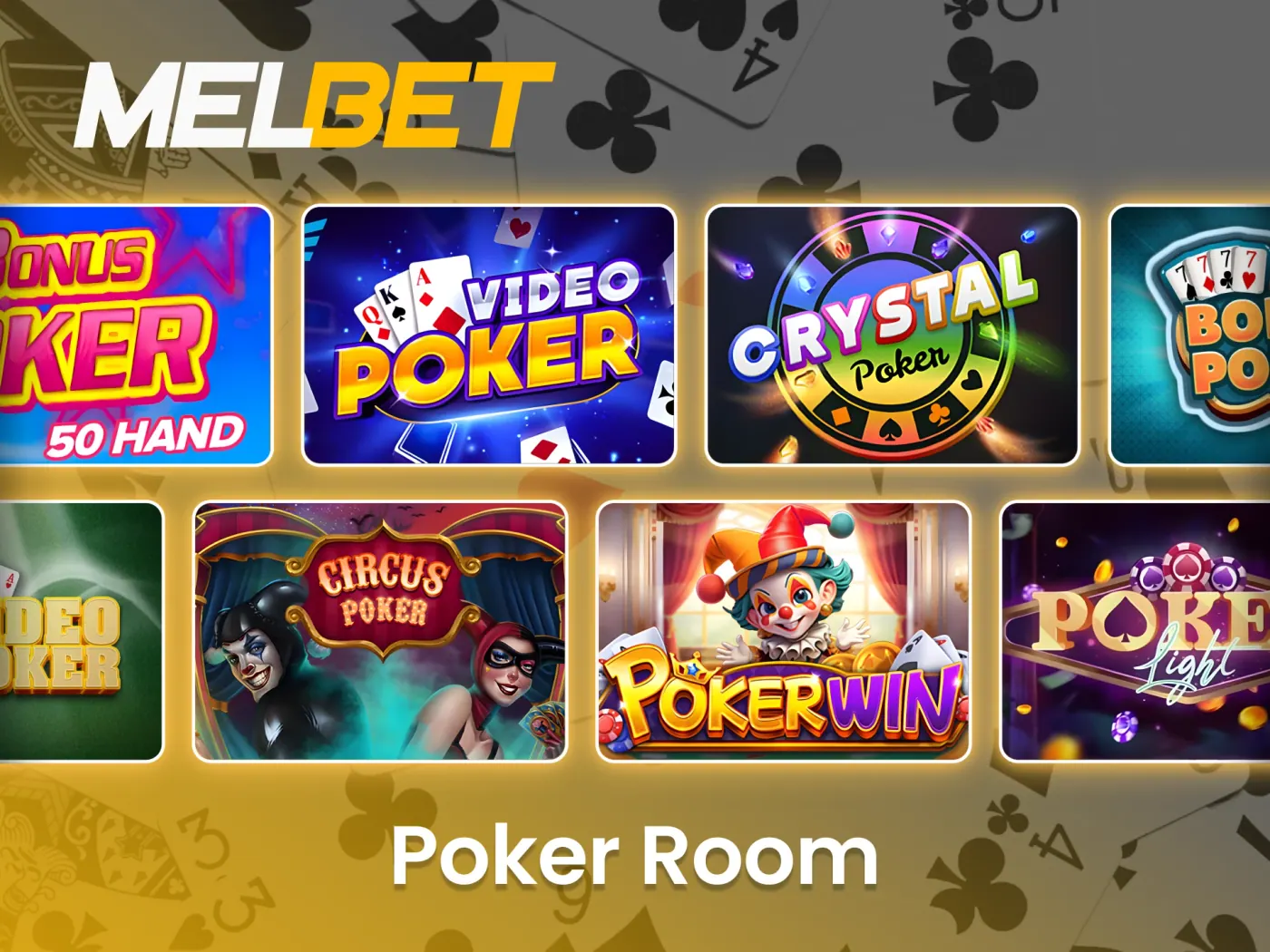 Explore a wide variety of game options in the poker section at Melbet.