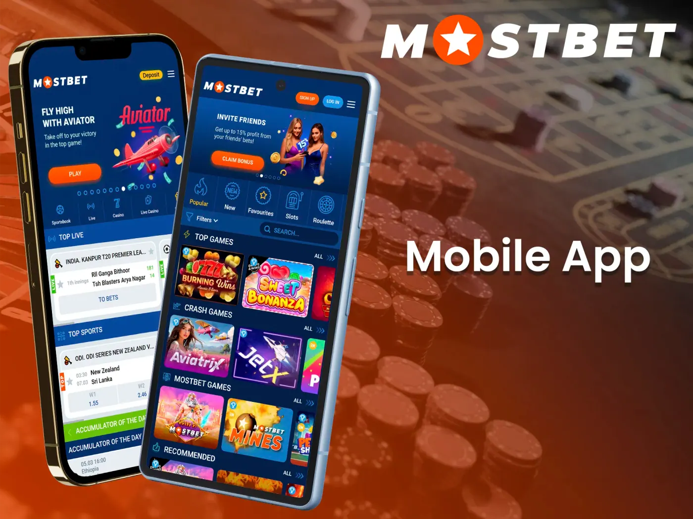 Play casino games anywhere and anytime with the Mostbet app.