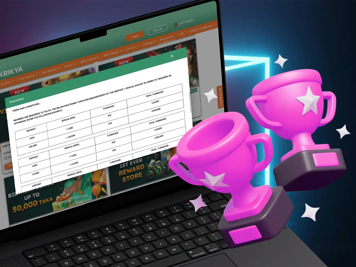 Get the information you need about the winning limits available at the casino.