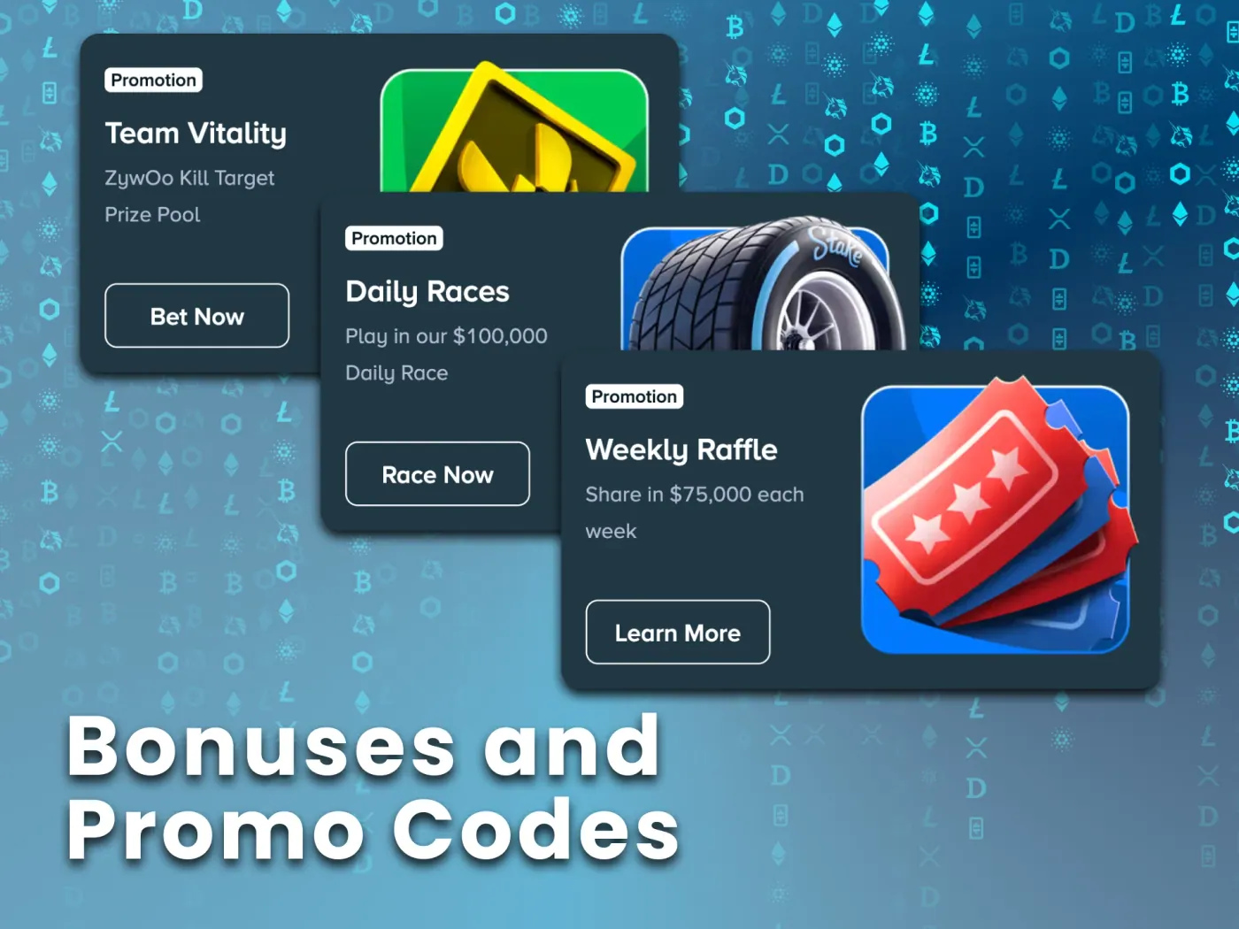 Crypto casino bonuses and promo codes.