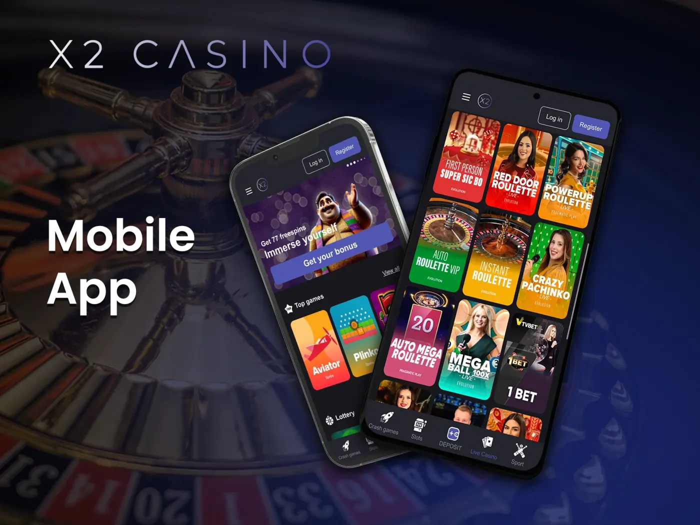 X2 Casino mobile version.