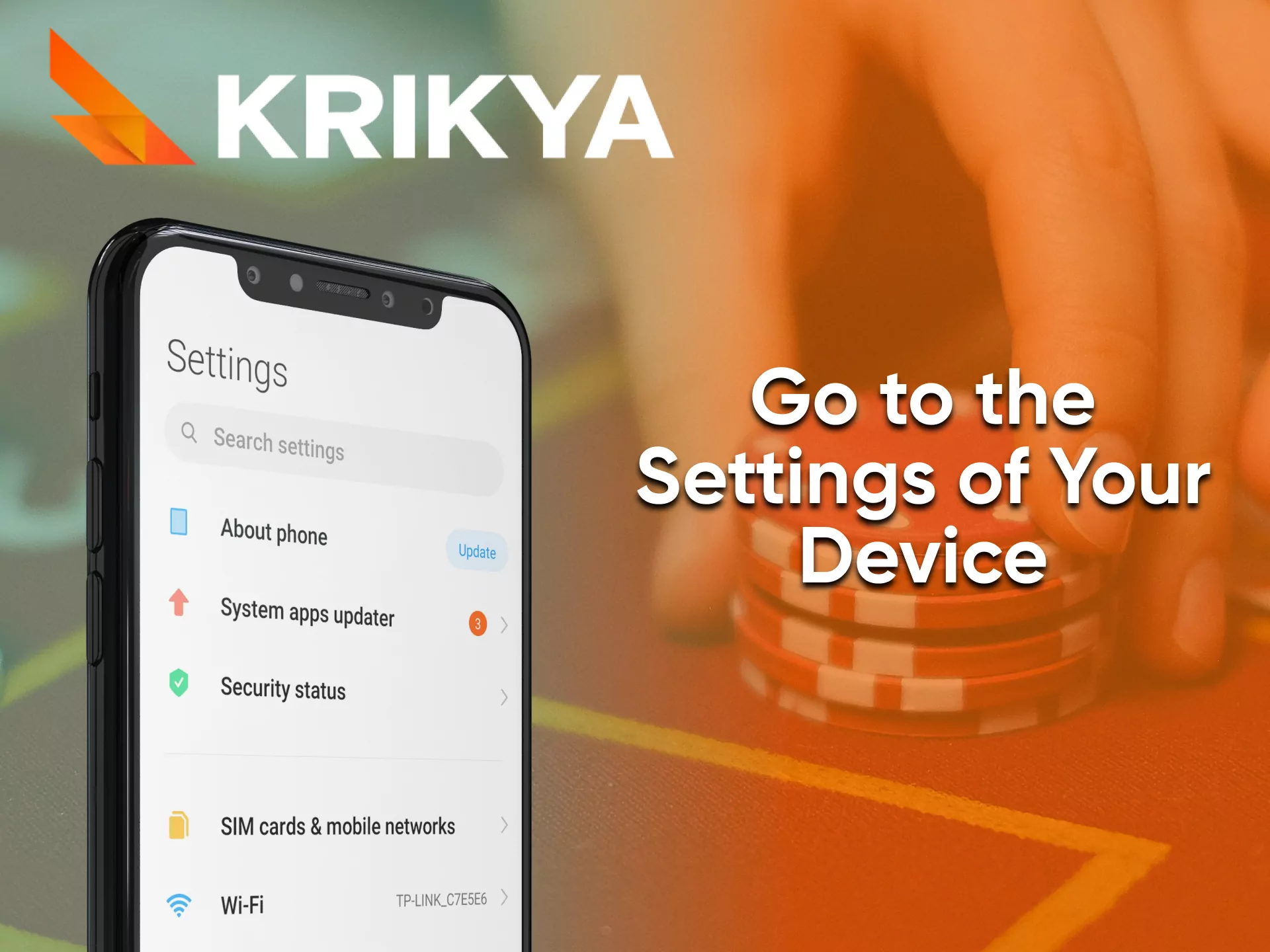 To install the Krikya app, use your phone's settings.